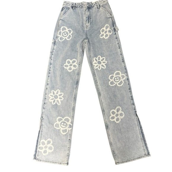 PacSun 90’s BF Carpenter Daisy Printed Jeans Size 25 - Picture 1 of 7